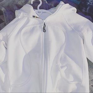 zip up white lulu sweater worn only a bit